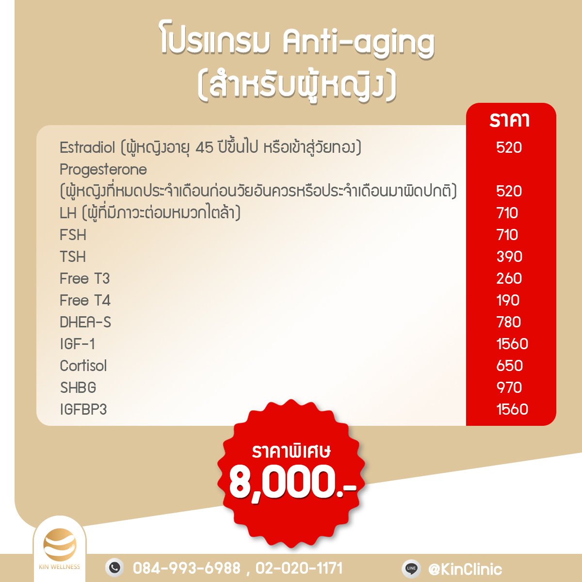 โปรแกรม Anti-aging (สำหรับผู้หญิง)