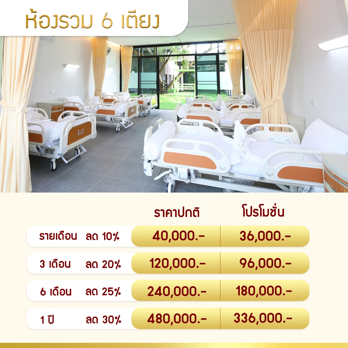 ห้องรวม 6 เตียง Nursing home