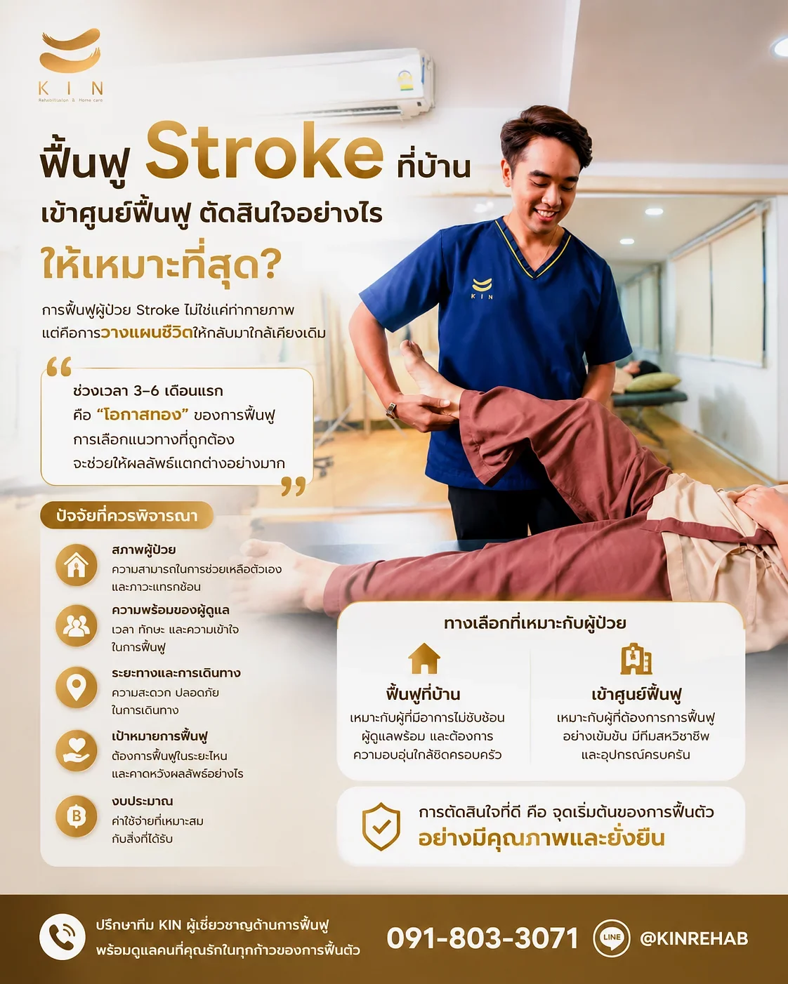 ฟื้นฟู Stroke ที่บ้าน vs เข้าศูนย์ฟื้นฟู - ตัดสินใจอย่างไรให้เหมาะที่สุด
